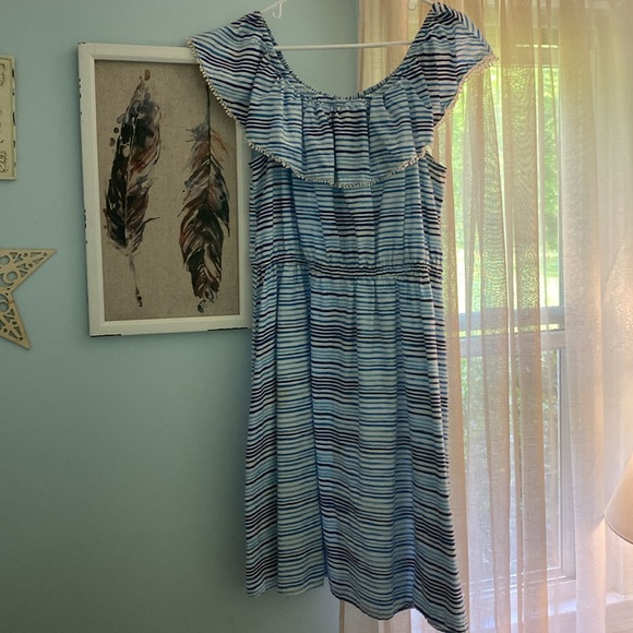 Blue striped cotton summer dress - Picture 2 of 6